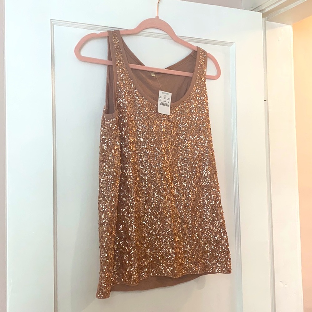J crew pink sequin tank NWT - Size M